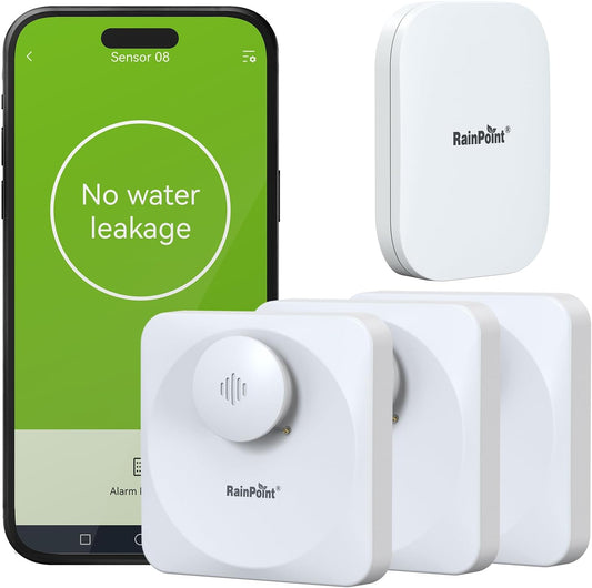 RAINPOINT Floating Remote WiFi Water Leak Detector for Home Basement 3 Pack with Hub,Wireless Siren Alarm Leakage Sensor Email & APP Push Notification Kitchen Sink,Bathroom,Laundry,Warehouse