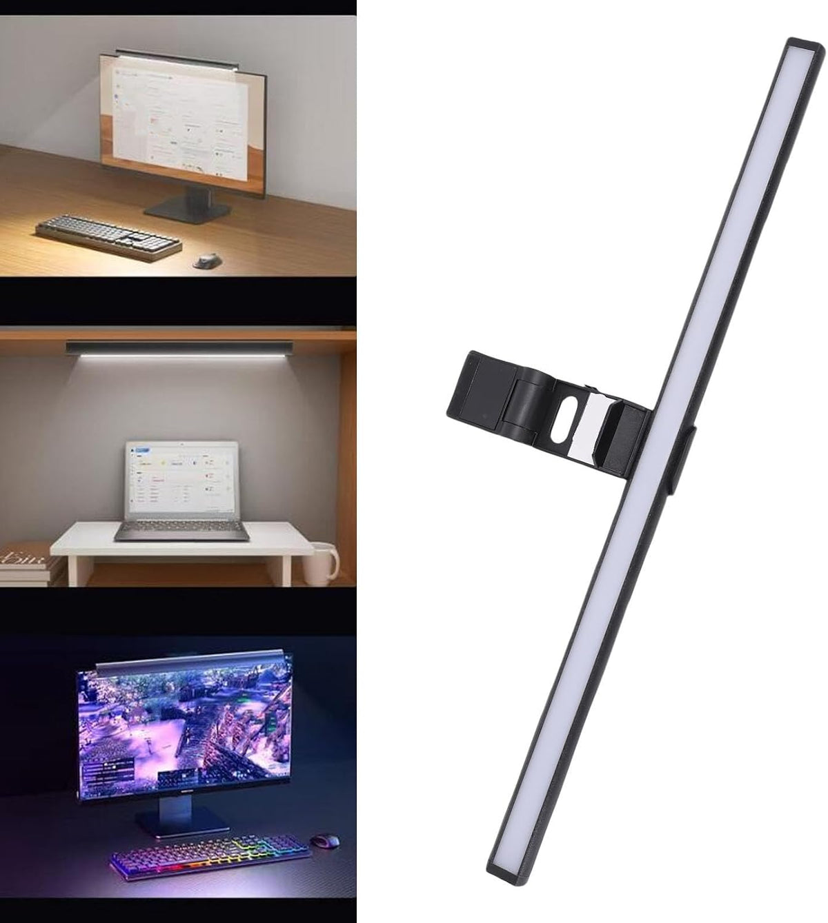 Zopsc Computer Monitor Lamp, RGB CCT Dual Sided Computer Screen Monitor Light Bar for Eye Caring, USB Reading LED Task Lamp with 3 Color Temperature, No Glare Work Desk Light