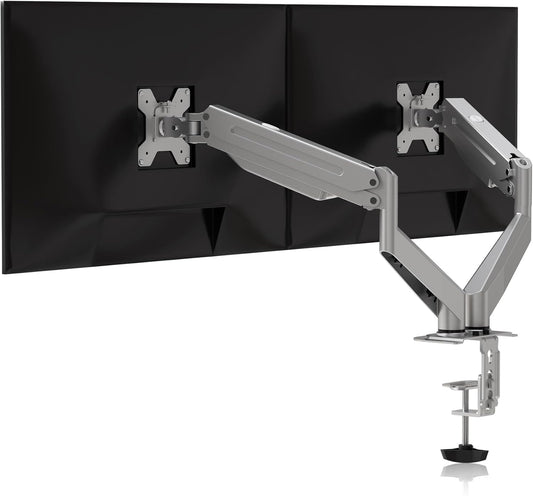 Suptek Dual Monitor Mount Stand-Height Adjustable Gas Spring Monitor Arm Desk Mount for 2 Computer Screens 17 to 32 inches - Each Arm Holds up to 22lbs,Silver(MD8SPS)