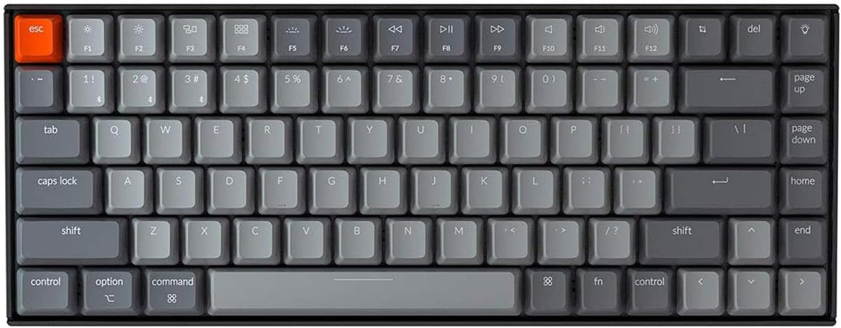 Keychron K2 75% Layout Bluetooth Wireless Mechanical Keyboard Super Switch/White LED Backlit/USB C/Anti Ghosting/N-Key Rollover, 84 Keys Gaming Keyboard for Mac Windows-Version 2