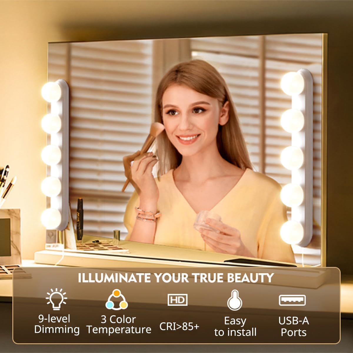 Makeup Light,Portable Led Vanity Lights | 3 Colors Lighting Mode Adjustable & Dimmable for Vanity Table Dressing Room Mirror