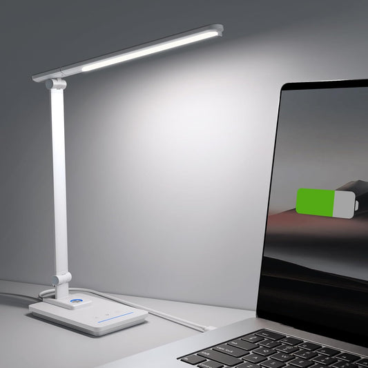 ELECTRI Desk Lamp for Home Office, Eye-Care Desk Light with Touch Control, 5 Color & Stepless Dimming, 360° Rotatable, Reading Lamp for Table Study Work Office Nail Craft Puzzle(with Adapter)