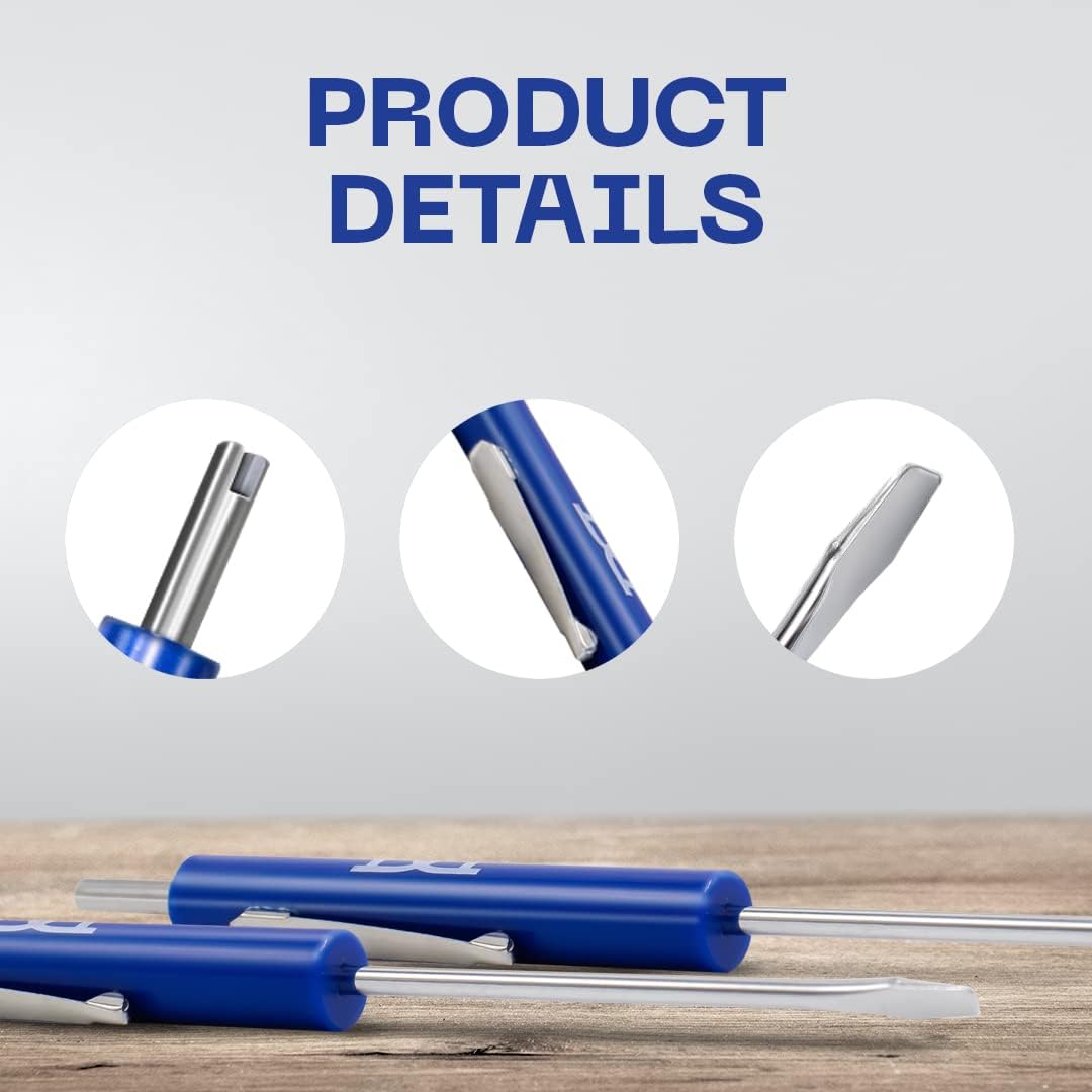 Pocket Screwdrivers, 3 Pack Flathead & Schrader Removal Tool | Pocket Screwdrivers, Dual-Purpose Design, Precision repairs, Durable steel, Mechanics & DIY