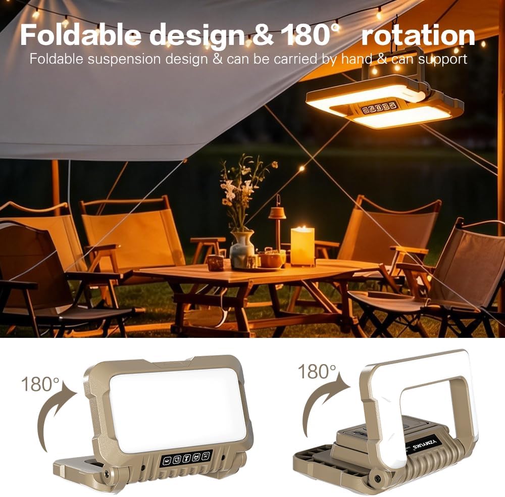 Collapsible Portable Ultra Bright LED Camping Lantern 1500 Lumens USB-C Rechargeable Tent Light 5 Modes 3 Light Sources for Power Outages Camping Hiking Emergency Work Lights
