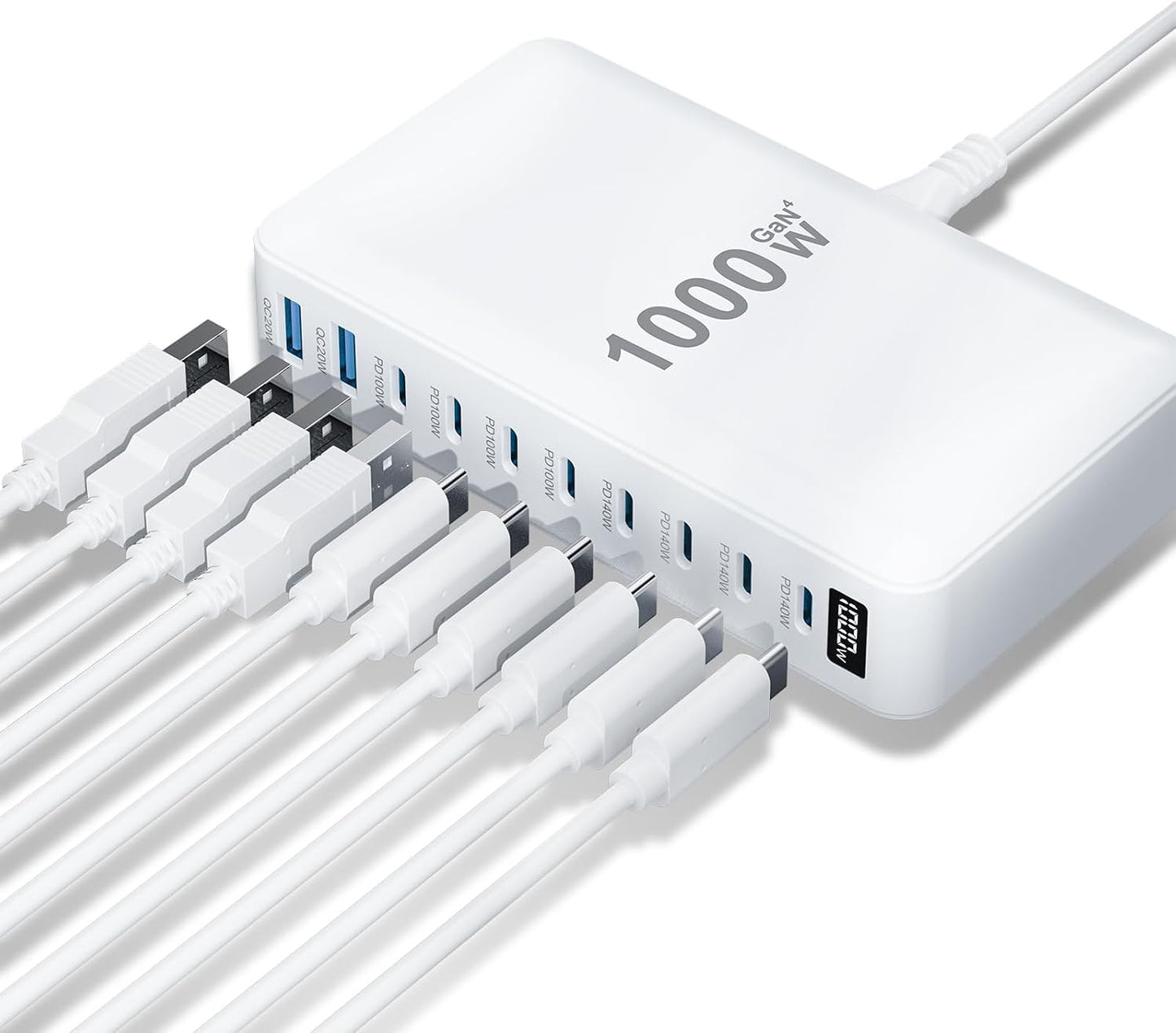 USB C Charger 1000W USB C Charger Block,Upgraded GaN IV 10-Port Charging Station Hub,Travel Essentials 140W Fast Charging Laptop Adapter for MacBook Pro/Air,DELL,Steam Deck,iPhone 17/16,Galaxy S25/24