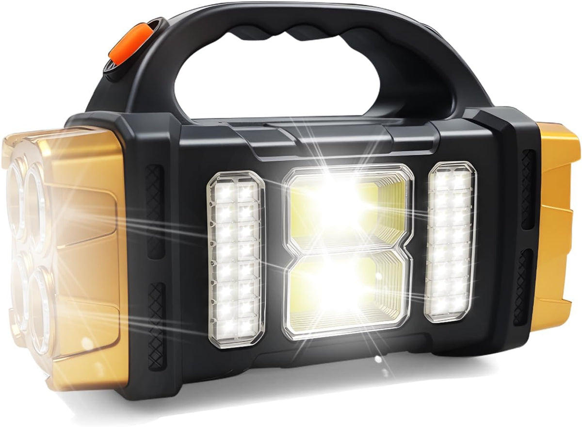 Solar Handheld Flashlight, 4 Lighting Modes Rechargeable LED Work Light, USB-C & Solar Powered Portable Lantern,Emergency Camping Light for Outdoor, Hiking, Power Outage (Red-1pcs)
