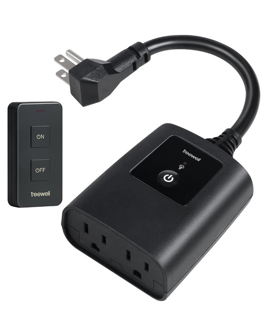 Outdoor Remote Control Outlet with Portable Magnetic Switch | 200FT Wireless Range, 15A/1875W Heavy Duty, Weatherproof for Lights, Fountains, Pumps, Household Appliances, ETL & FCC Listed