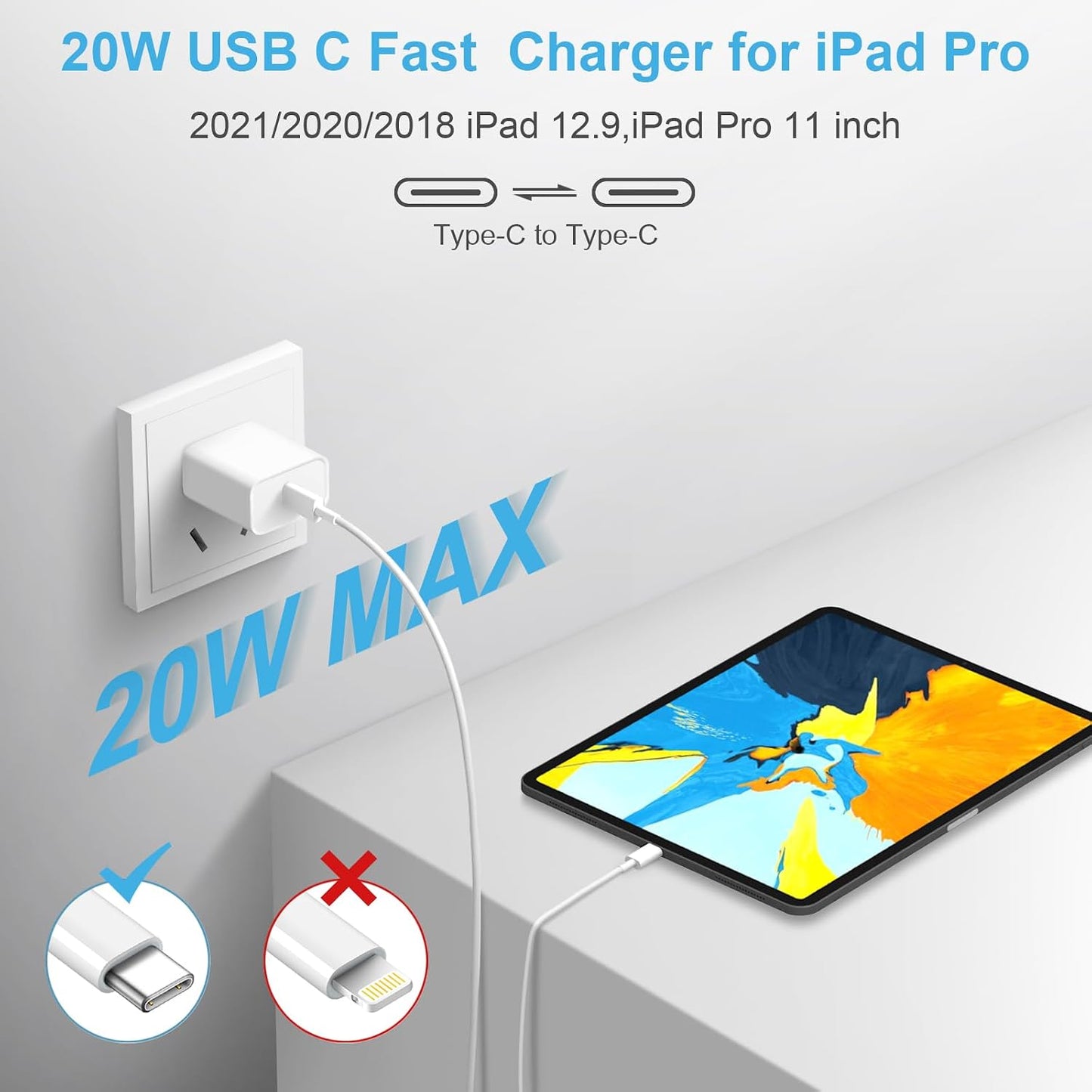iPhone 17 16 15 Charger Fast Charging Type C Chargers USB C Charger Block | 10FT Extra Long Cable with 2Pack [ETL Safety Certified] 20W Block for iPhone 17/17 Pro/17 Pro Max/16/16 Pro/16 Pro Max/15