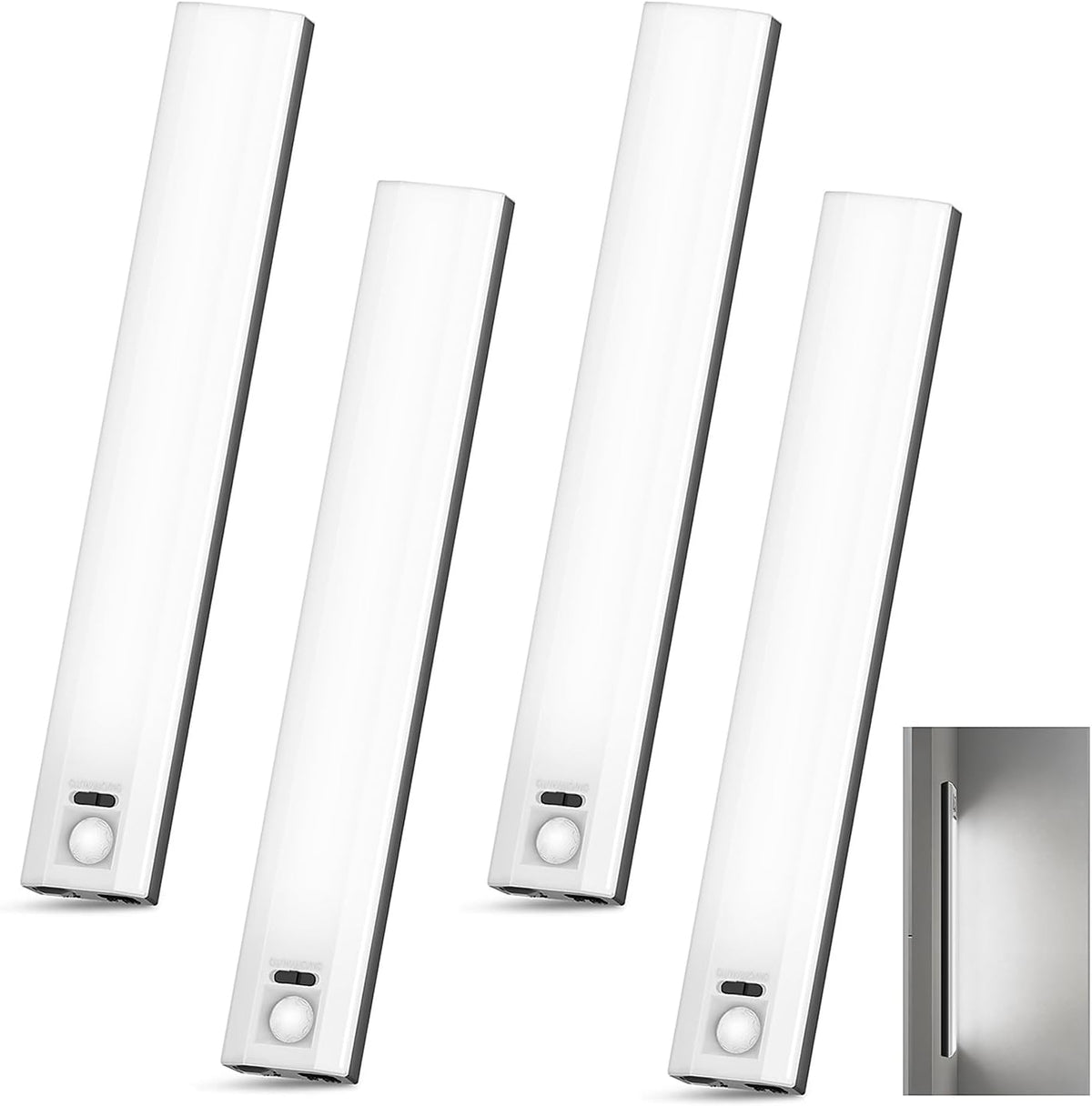 4-Pack 10 Inch Under Cabinet Lighting, 6500K Motion Sensor Light Black