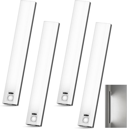 4-Pack 10 Inch Under Cabinet Lighting, 6500K Motion Sensor Light Black