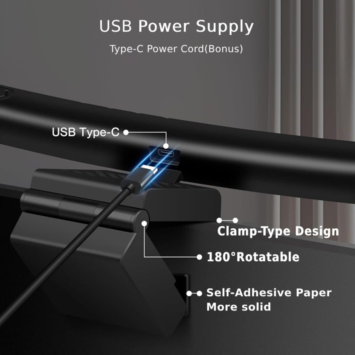 BY-J Computer Monitor Light Bar, Eye-Care USB Reading LED Task Lamp with Touch Control, Fit for Curved Monitor, No Screen Glare Dimmable Desk Lamp Computer Monitor Light Bar for Screen Home Office