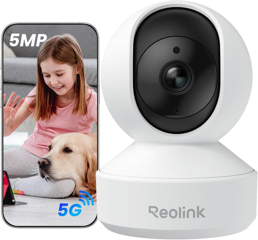 REOLINK E1 Pro 3K Dual-Band Wi-Fi Indoor Camera for Baby & Pet Monitoring | Auto Tracking, 5MP Night Vision Enhanced by F1.6 Aperture, Person/Pet/Baby Crying Detection, 2.4/5GHz Wi-Fi, Two-Way Audio
