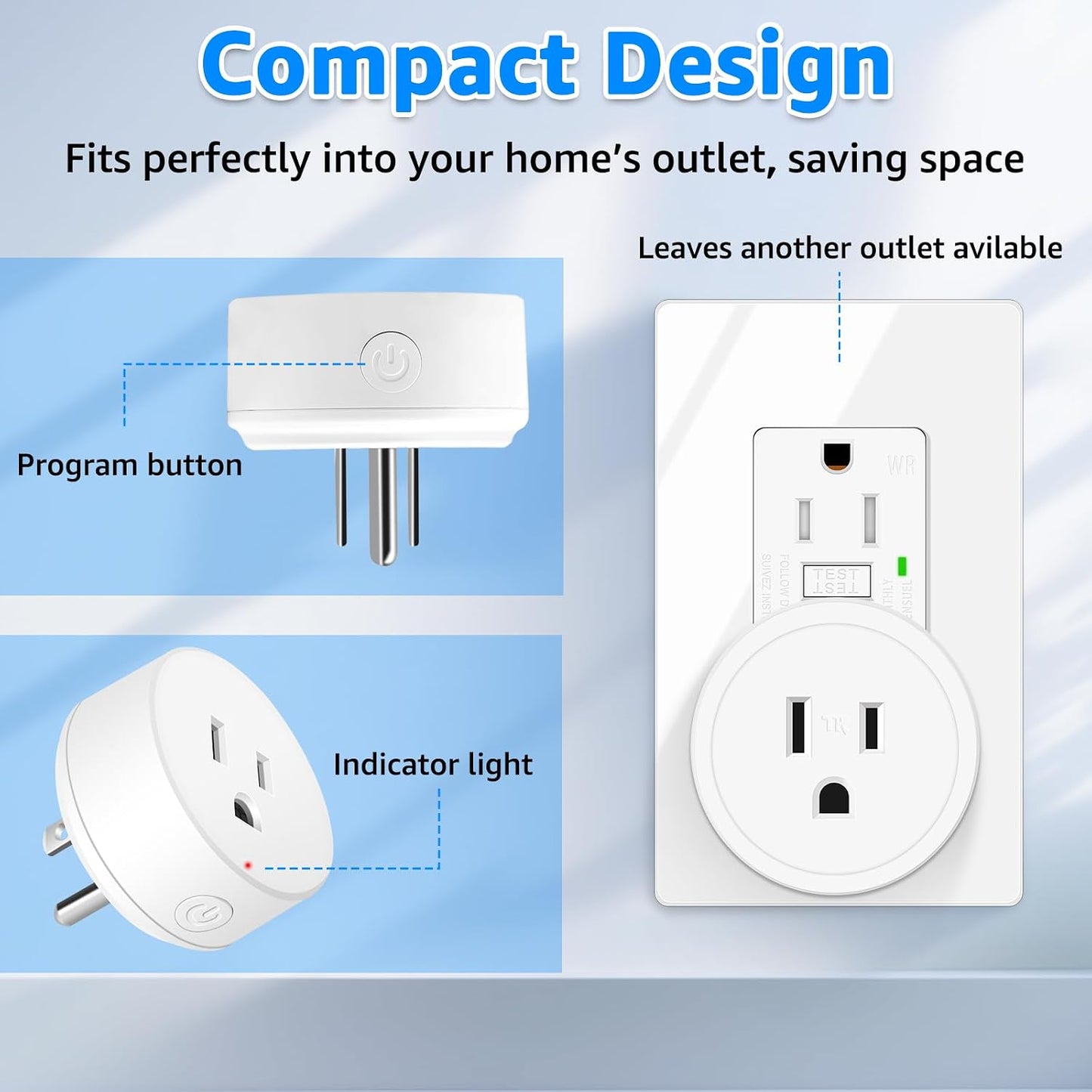 Greencycle Smart Plug with Switch,Wireless Switch,APP,Voice,3 Ways Control | No Wiring Detachable Wall Switch,Compatible with Alexa,Google Assistant,500FT RF Range,15A 1500W,Tuya,Smart Life,2.4GHz WiFi