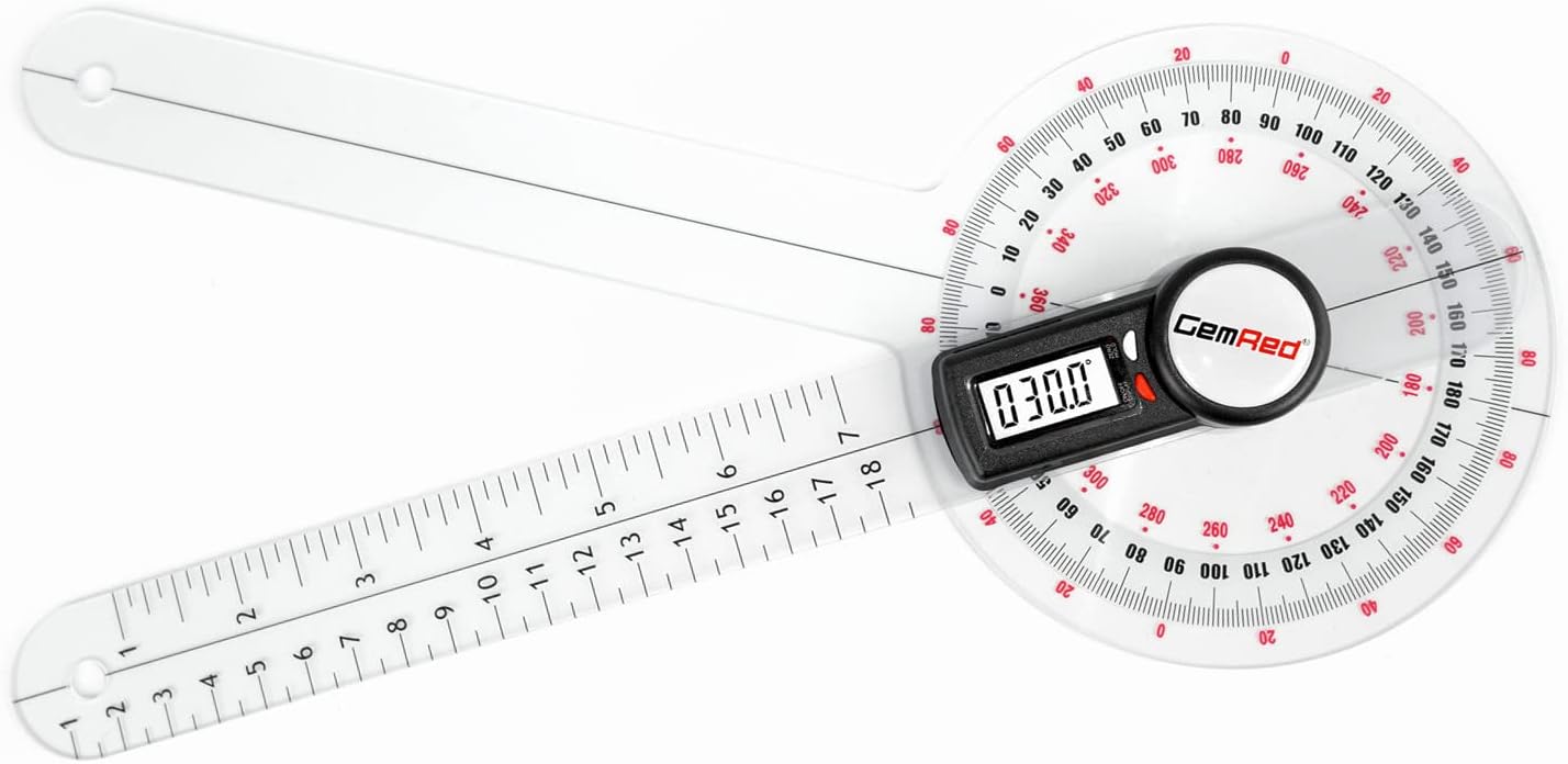 GemRed 12" Digital Goniometer for Joint Range of Motion ROM Measurement | GR311 New Version