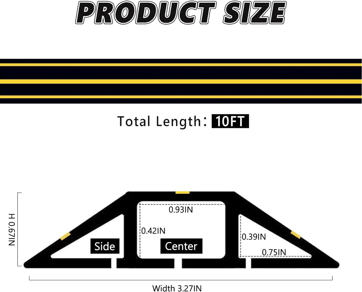 10Ft Cord Covers for Wires on Floor, 3-Channel PVC Floor Cable Cover for Small to Medium Wires, Anti-Slip Base with Yellow Warning Stripes, Indoor Floor Cord Cover for Home Office Events