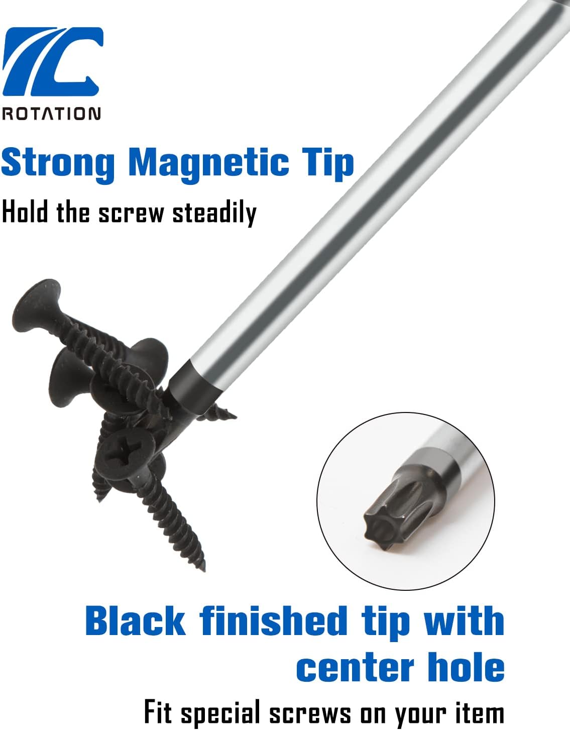 10pc Torx Screwdrivers Set, Magnetic Tip with Center Hole | Black Finished tip, Professional Cushion Grip Screwdriver Set with High Torque
