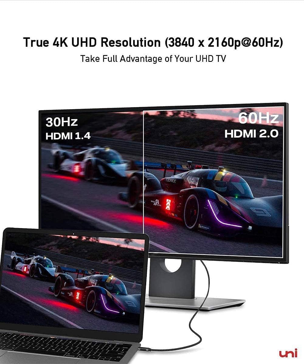 uni USB C to HDMI Cable 4K@60Hz, USB Type C to HDMI Cable for Home Office | 6FT,Thunderbolt 4/3 Compatible, for iPhone 15 Pro/Max, MacBook Pro/Air 2023, iPad Pro, Surface Book 2, Galaxy S8-S24