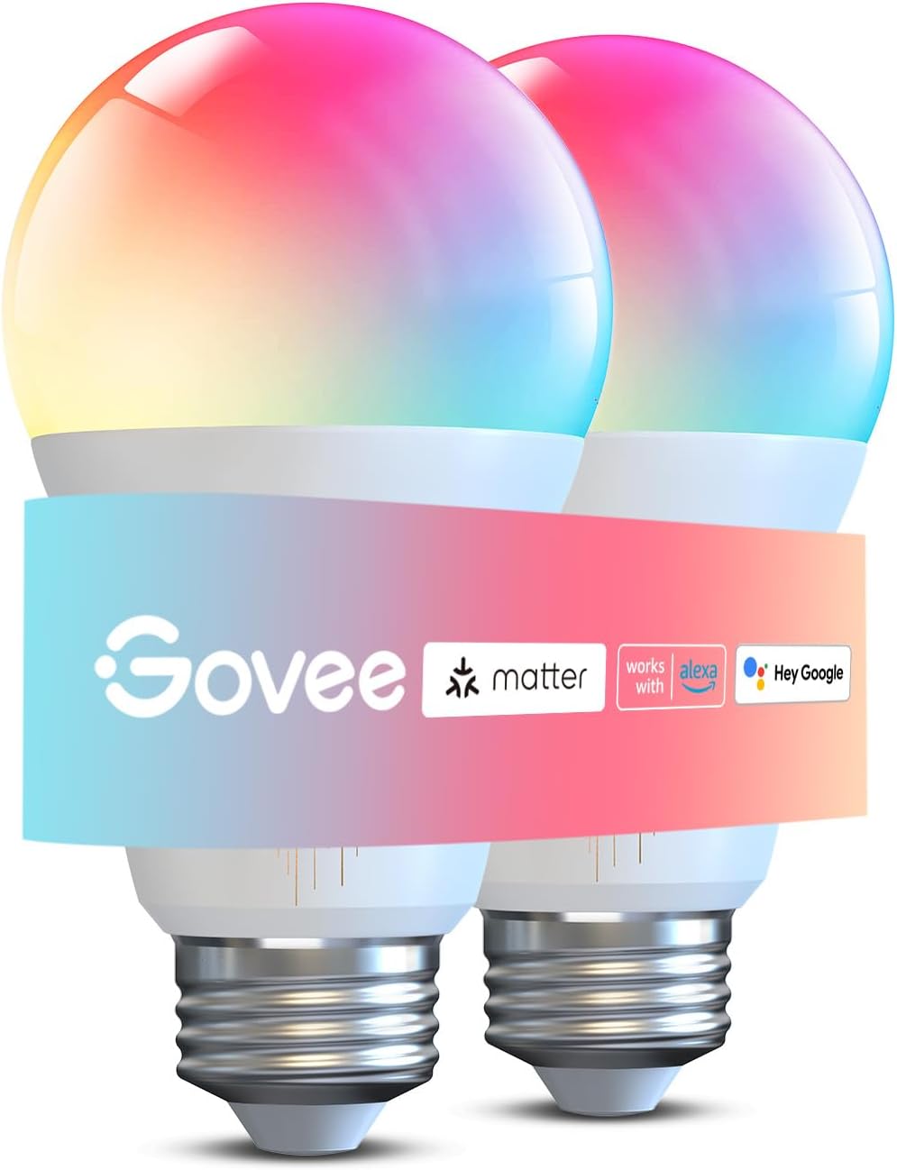 Govee Smart Light Bulbs 1200 Lumens, 12W 85W Equivalent, 2 Pack
