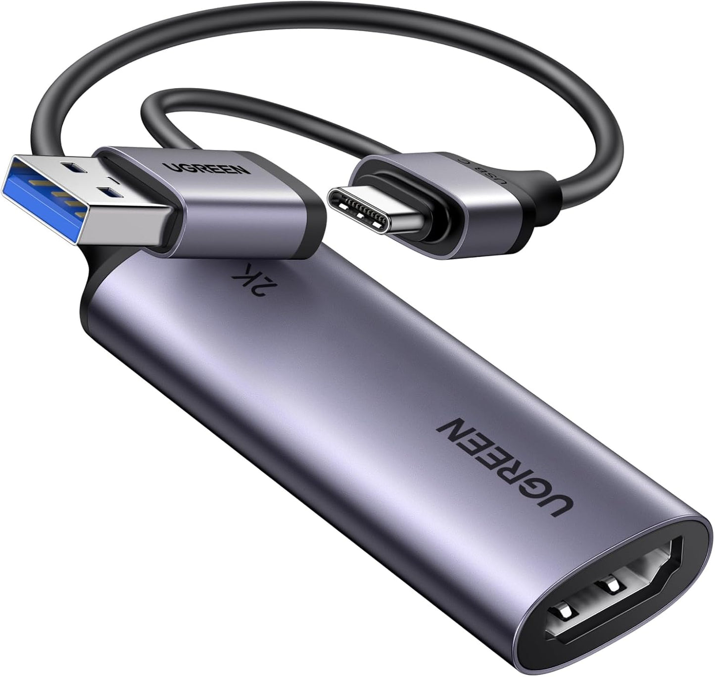 UGREEN 2K@30Hz Video Capture Card USB 3.0 for Gaming Bundle with Micro HDMI to HDMI Cable for Camera