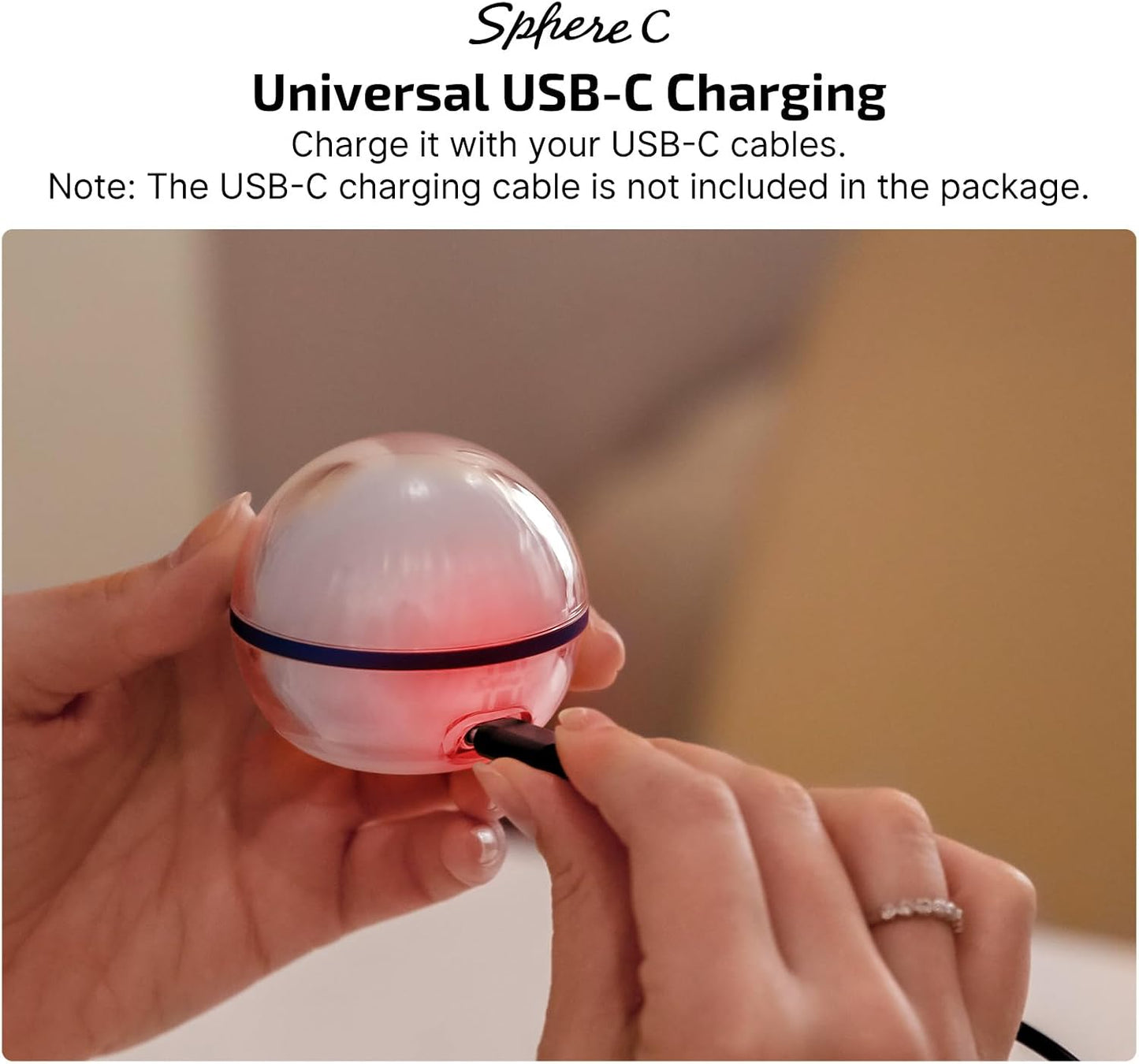 OLIGHT Sphere C Smart Night Light, USB-C Rechargeable, Ambient Table Lamp with APP Control, 75 Lumens RGB Dimmable Bedside lamp, Portable for Parties, Camping, Decoration (Type-C Cable Excluded)