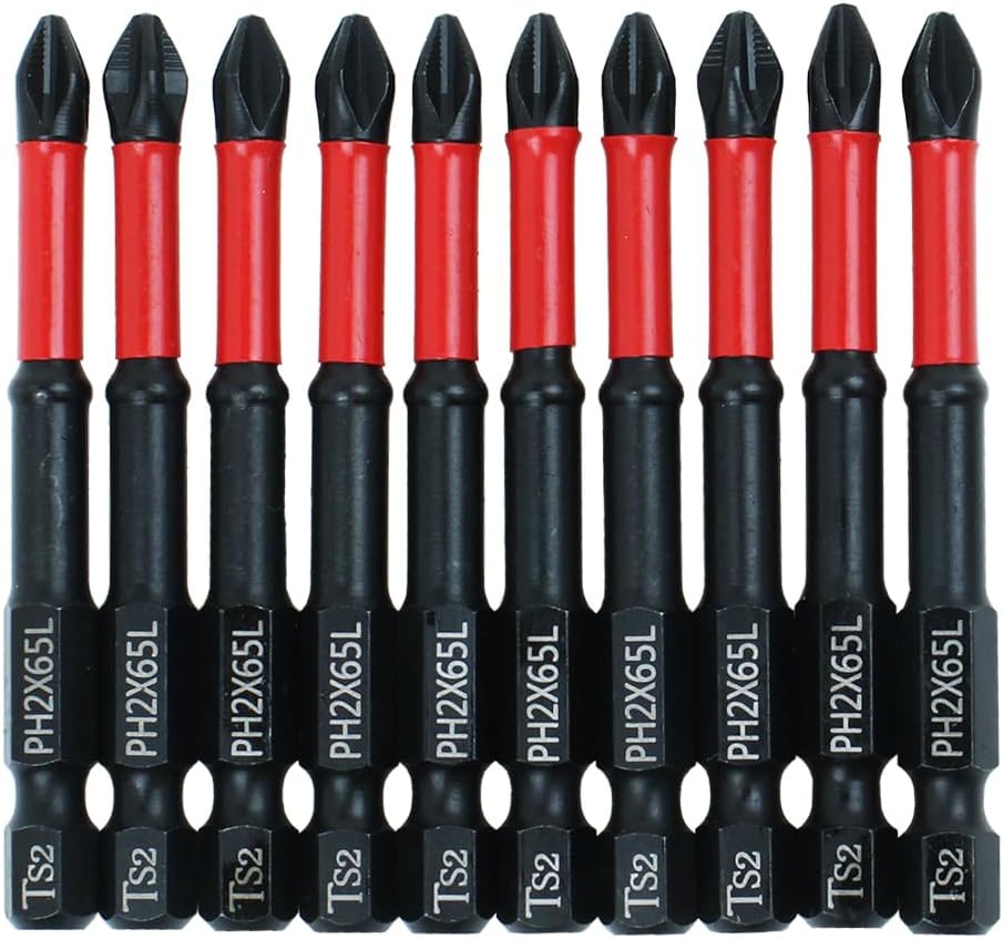 10 Pack Long Phillips Bits Magnetic Anti Slip Screwdriver Bits | 6 inch Long PH2 Bit with Anti-Slip Tip, Strong Magnetic Holding Impact-rated Durability Phillips #2 Bits for Impact Driver