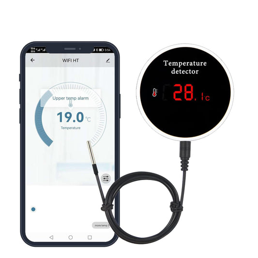 Tuya WiFi Temperature Sensor with 9.8ft Waterproof External Probe, | Intelligent Temperature Monitor with Backlight, LCD Display, Rechargeable Battery, Refrigerator, Aquarium