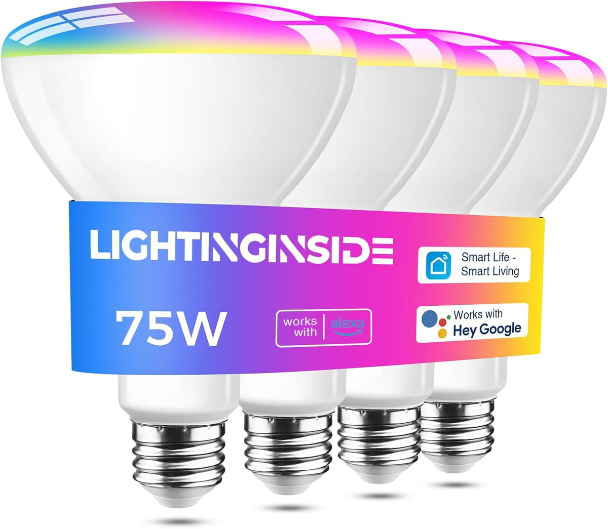 Lightinginside Smart Light Bulbs 1100LM, BR30 RGBCW Color Changing, 4PCS