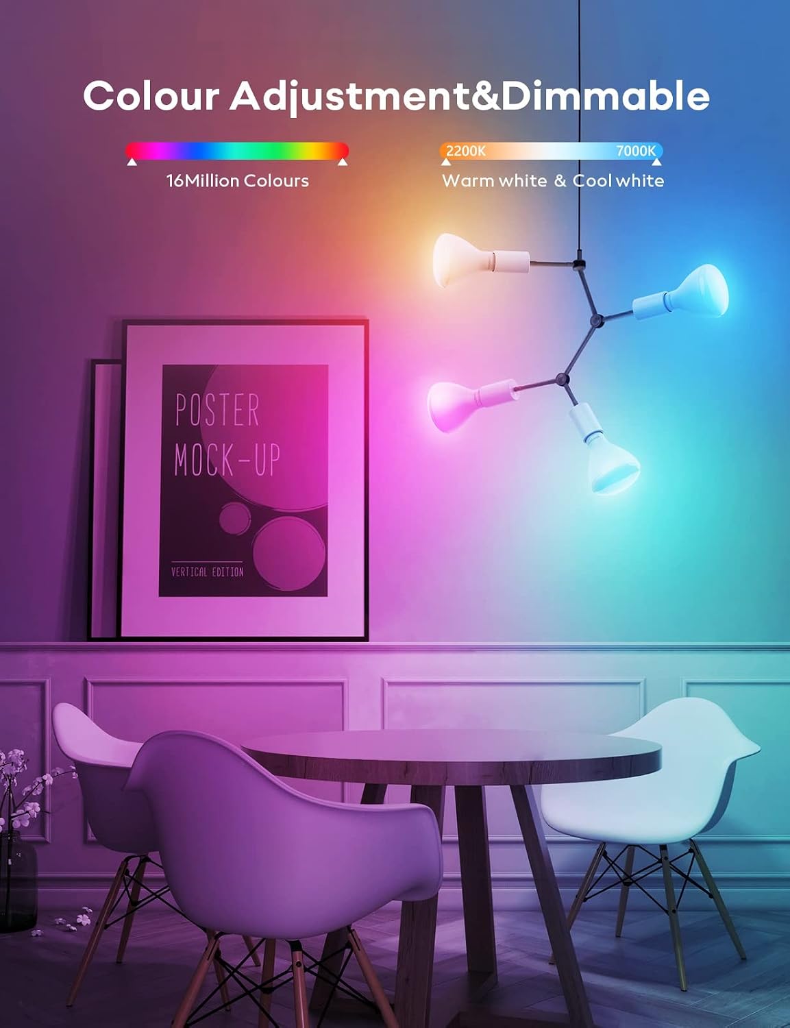 VOCOlinc Smart Light Bulbs, BR30 Flood WiFi LED Bulb, RGBW Color Changing Light Bulb Works with Alexa, Apple Homekit and Google Home, 2200K-7000K Dimmable, 800 Lumens 9.5W (60W Equivalent) E26, 2 Pack