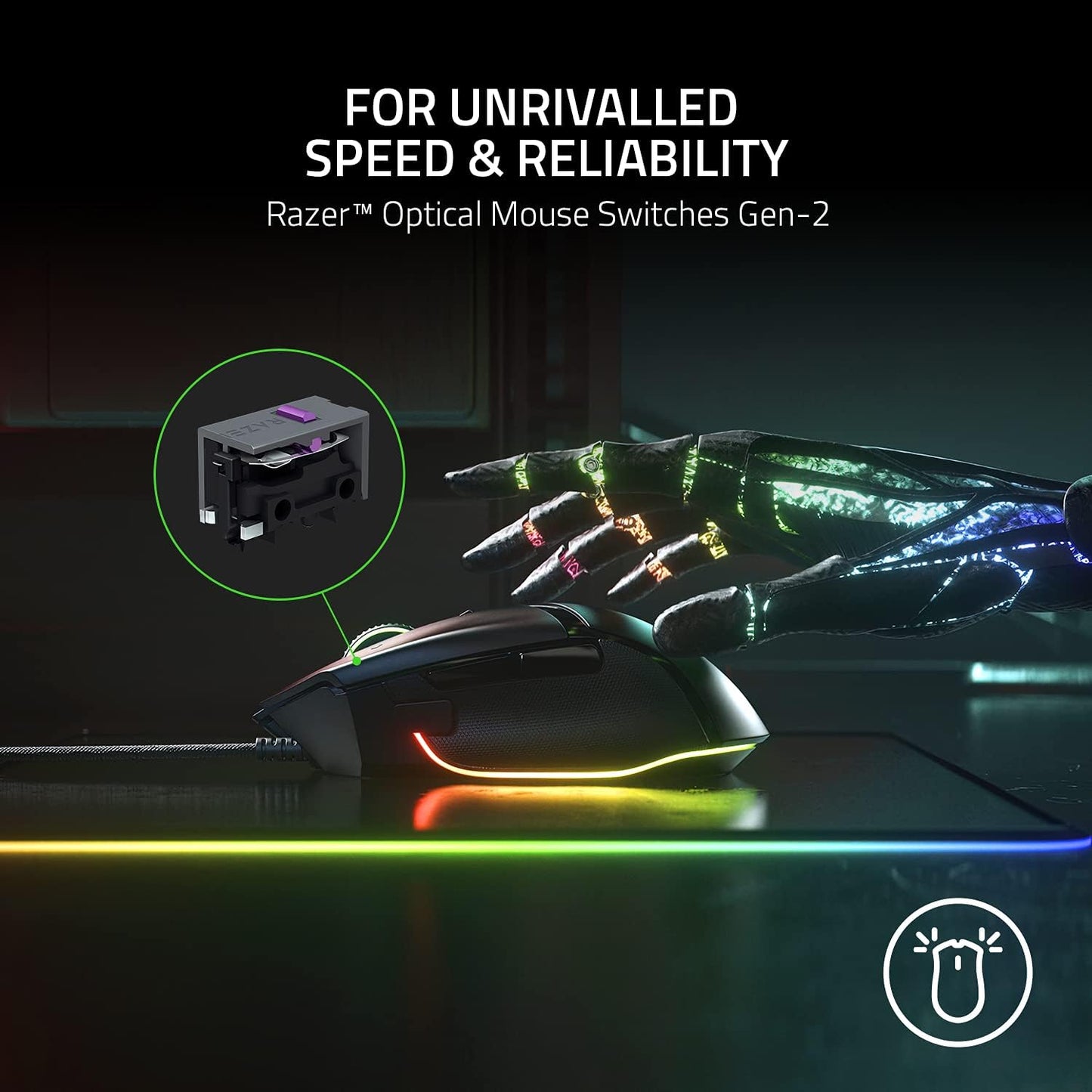 Razer Basilisk V3 Customizable RGB Wired Ergonomic Gaming Mouse, Black | Fastest Gaming Mouse Switch, Chroma RGB Lighting, 26K DPI Optical Sensor, 11 Programmable Buttons, HyperScroll Tilt Wheel