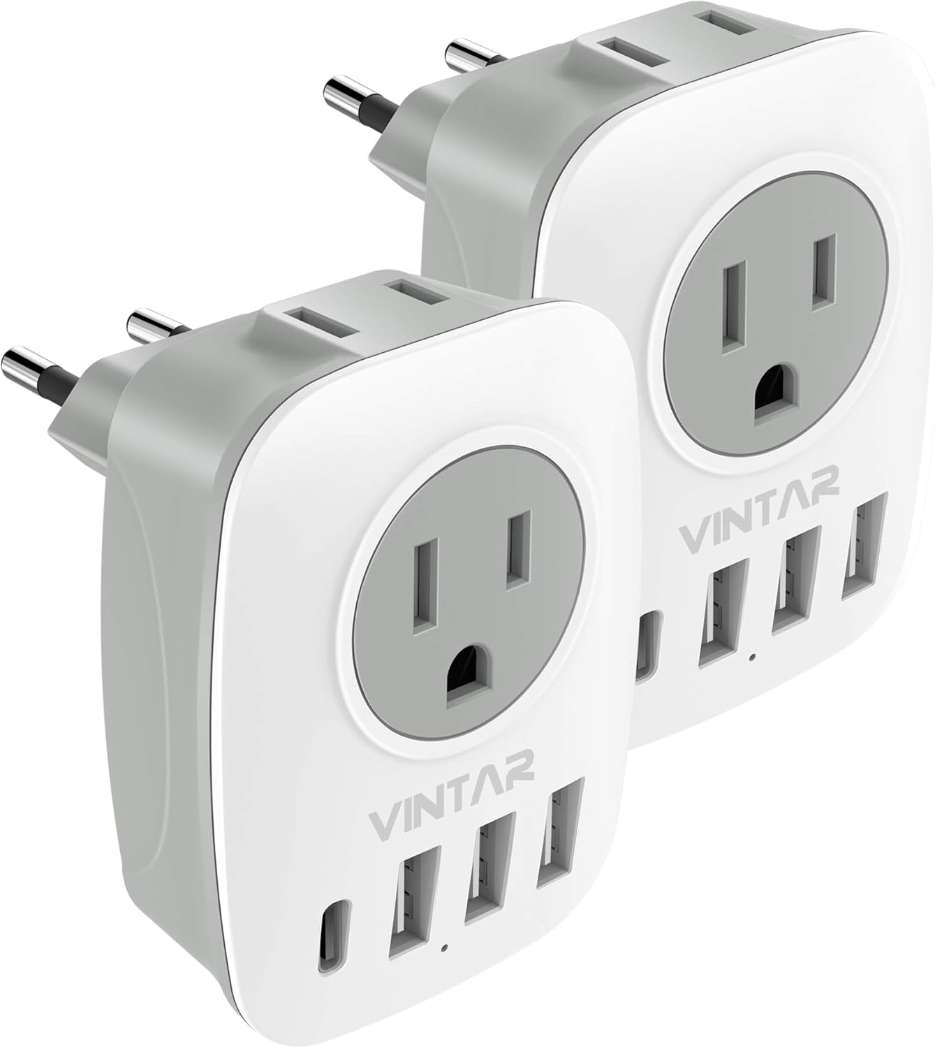 VINTAR US to UK Ireland Travel Plug Adapter, 2 Pack Type G Power Adapter | 6 in 1 with 2 Outlets and 4 USB Ports(1 USB C), Travel Essentials for USA to England London Scotland Dubai Hong Kong British