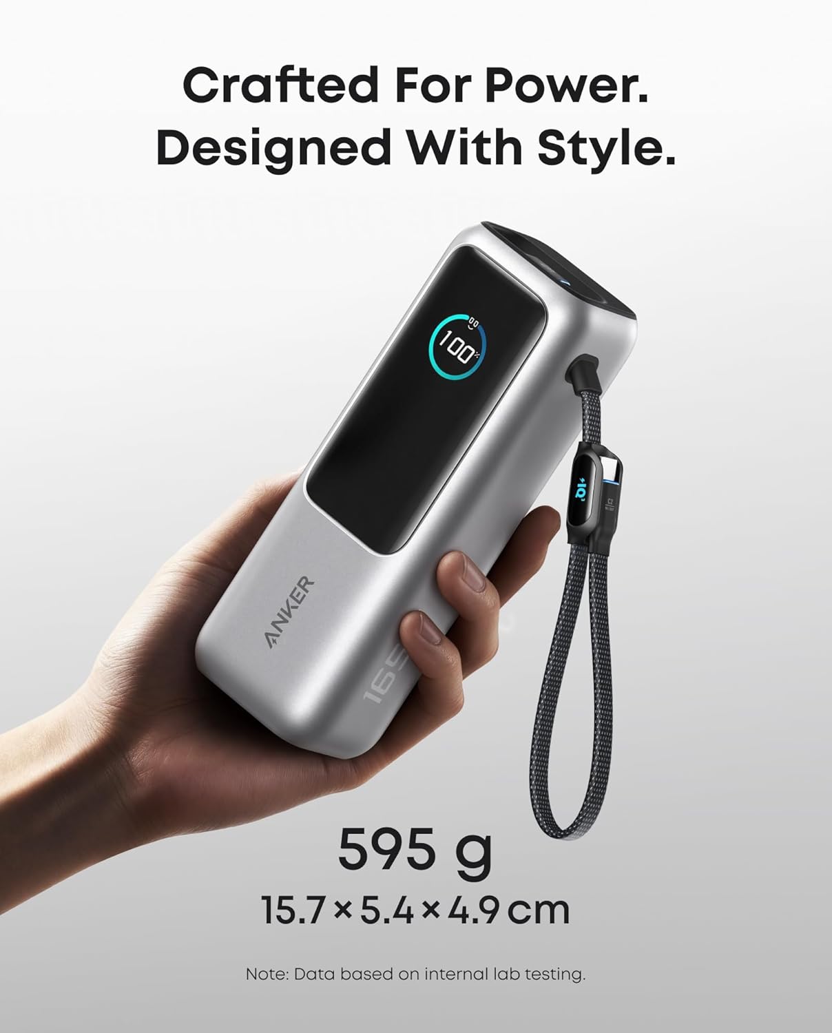 Anker Laptop Power Bank, 25,000mAh Travel Essential with 165W Total Output | 3 USB-C Ports with 100W Max Each, Built-In Retractable Cables, Flight-Ready, for iPhone 17 Series, MacBook, and More