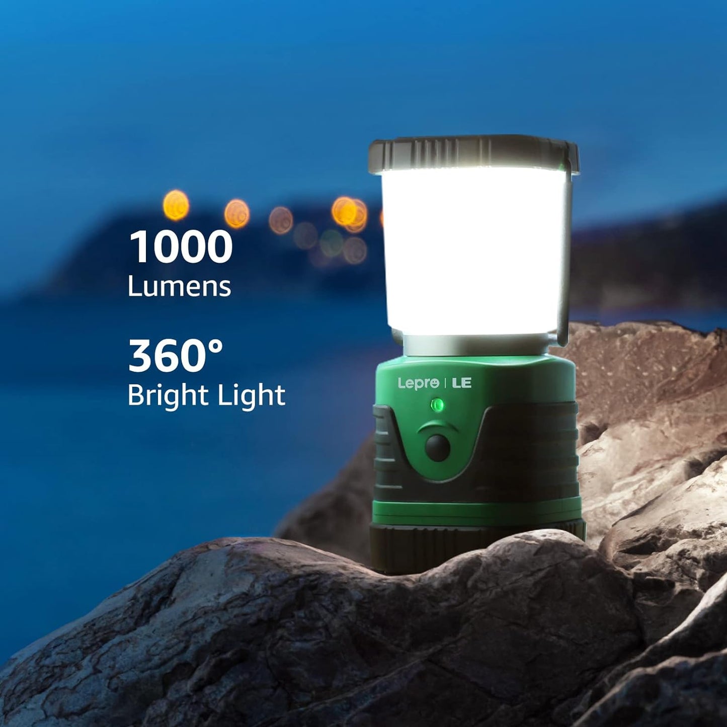 Lepro 1000LM LED Camping Lantern Rechargeable, 4400mAh, 4 Light Modes | Tent Light, Camping Essentials, Waterproof Lantern Flashlight for Camping, Emergency Light, Power Outages, USB Cable Included