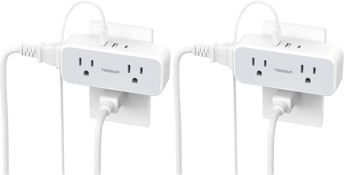 TESSAN Wall Outlet Extender, Multi Plug Mini Wall Expander, White