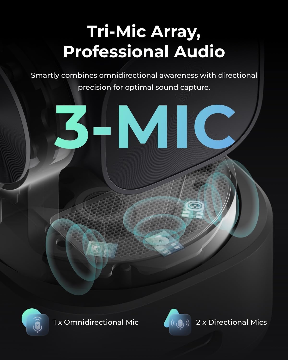 OBSBOT Tiny 3 AI-Powered Spatial Audio 4K Webcam, AI Tracking PTZ Camera | 1/1.28" Sensor, Tri-Mic, Voice & Gesture Control, 120FPS, HDR, Web Cam for PC, Laptop, Streaming, Meeting, Zoom, Teams, etc.