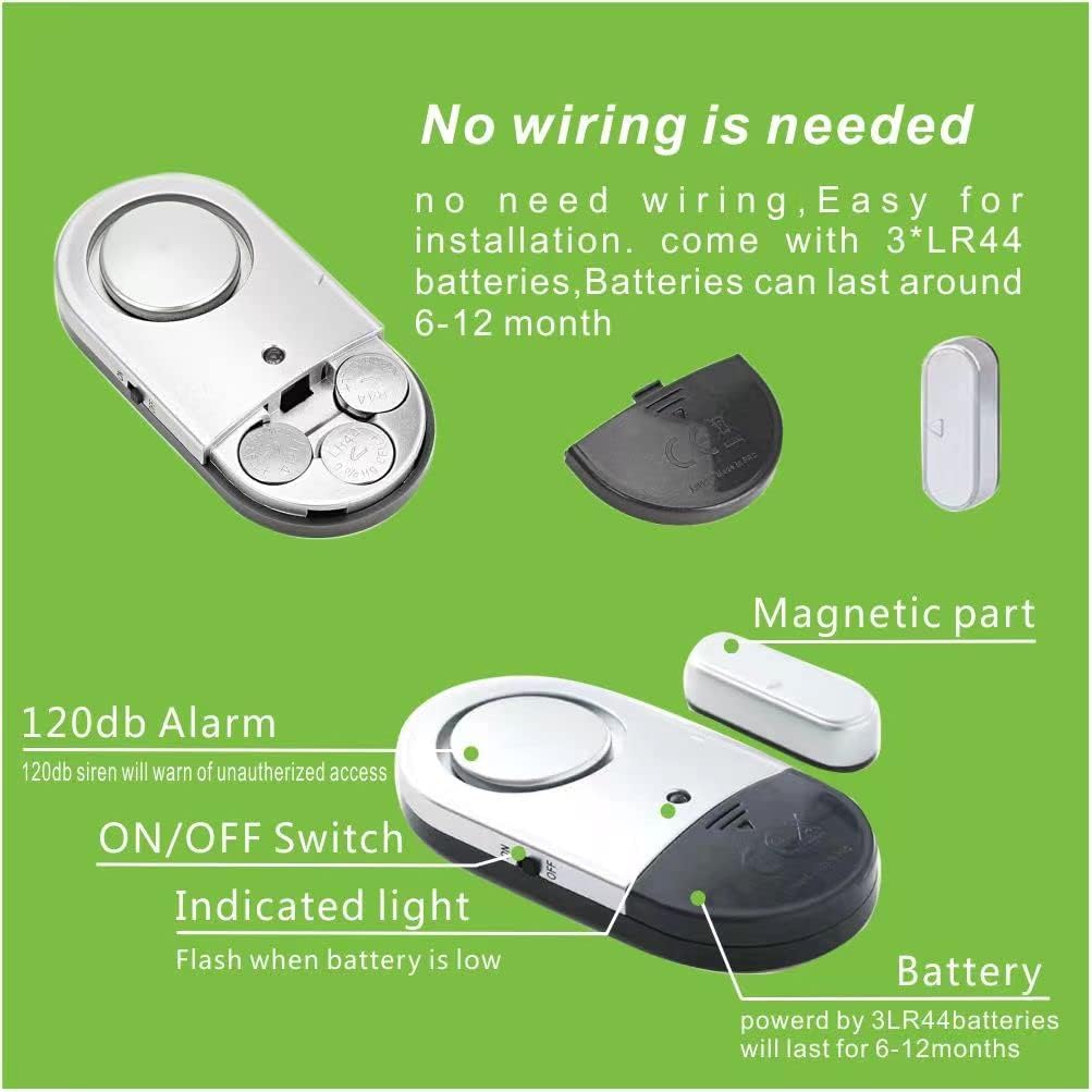 Window Alarm Sensors Door Alarms for Kids Safety , Home Security for Pool, Burglar Alarm, Dementia Patients Open (10Pack)