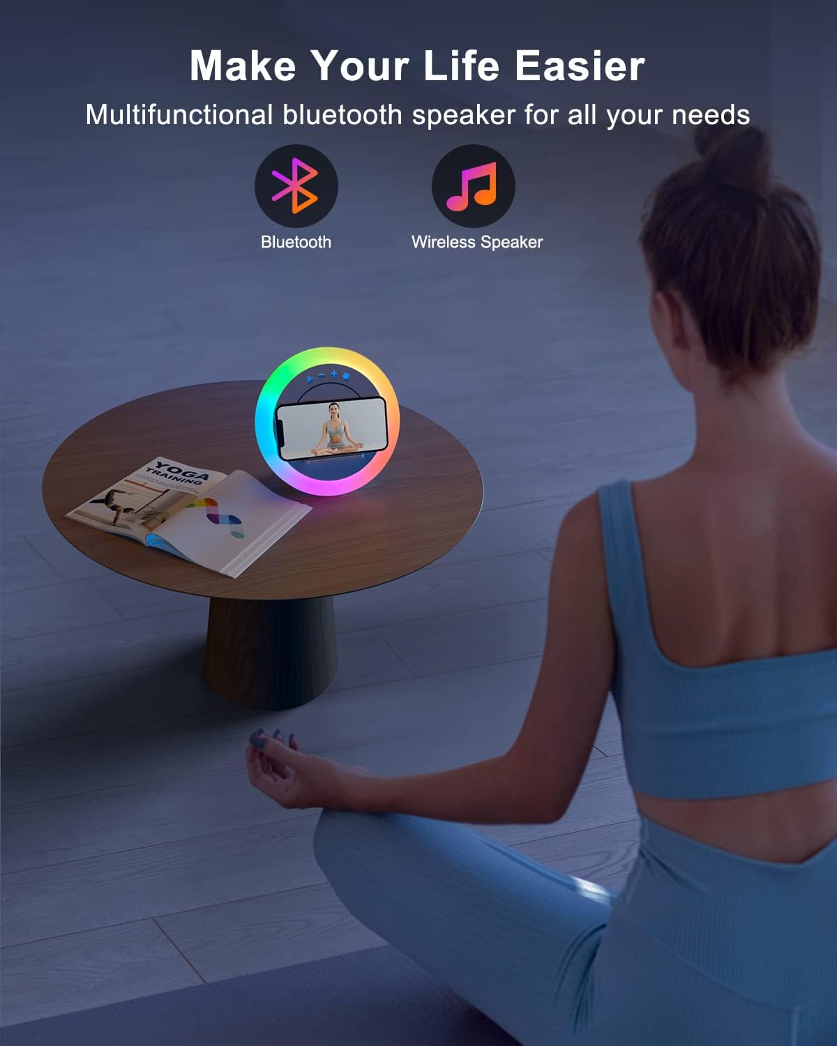Swarmir Bluetooth Speaker with Lights, Wireless Charging Speaker, Best Birthday Gift Ideas Teenage,Applicable for Bedroom/Teen Girl Gifts