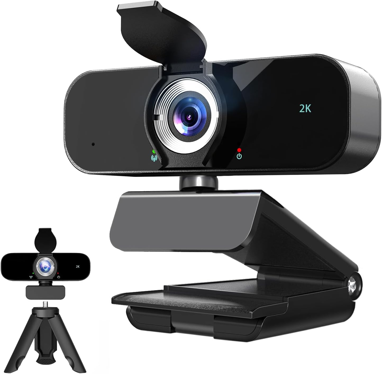 Webcam for Computer, USB Plug&Play, Auto Low Light Correction, Privacy Cover, Tripod, Wide Angle for Meeting/Online Video/Zoom, Web Cam with Microphone (1080p)