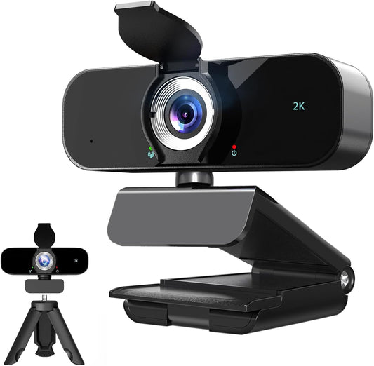 Webcam for Computer, USB Plug&Play, Auto Low Light Correction, Privacy Cover, Tripod, Wide Angle for Meeting/Online Video/Zoom, Web Cam with Microphone (1080p)