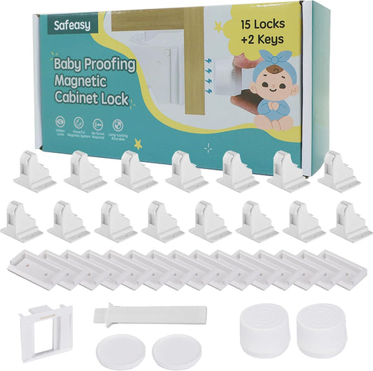 15 Pack Magnetic Cabinet Locks Baby Proofing