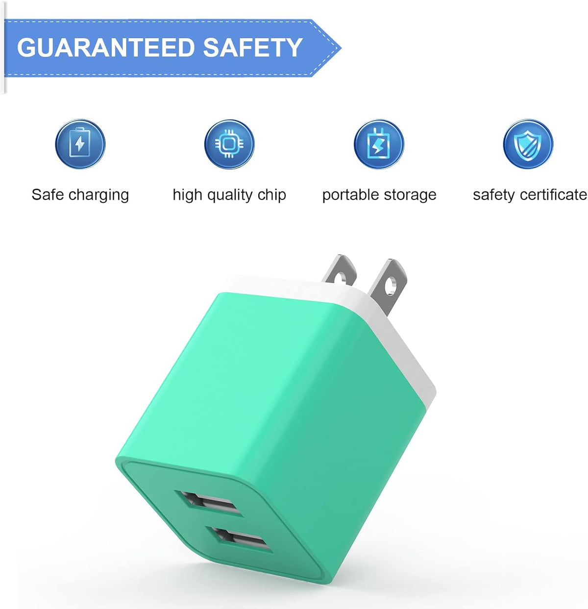 6Pack USB Wall Charger 2.4A Dual USB Port Cube Power Plug Adapter | Fast Phone Charger Block Charging Box Brick for iPhone 17/17 Pro/17 Pro Max/16, Samsung Galaxy, Pixel, LG, Android-Colorful
