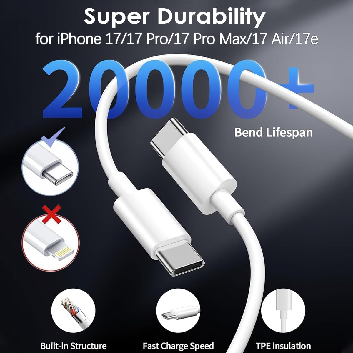 [Apple MFi Certified]iPhone 17 16 Pro Max Charger Fast Charging, 40W USB C to C Fast Charger Block 10Ft Extra Long Type C Charging Cable Cord for iPhone 17e/17 Pro/Air/16/16e/16 ProMax/Plus/15Pro,iPad