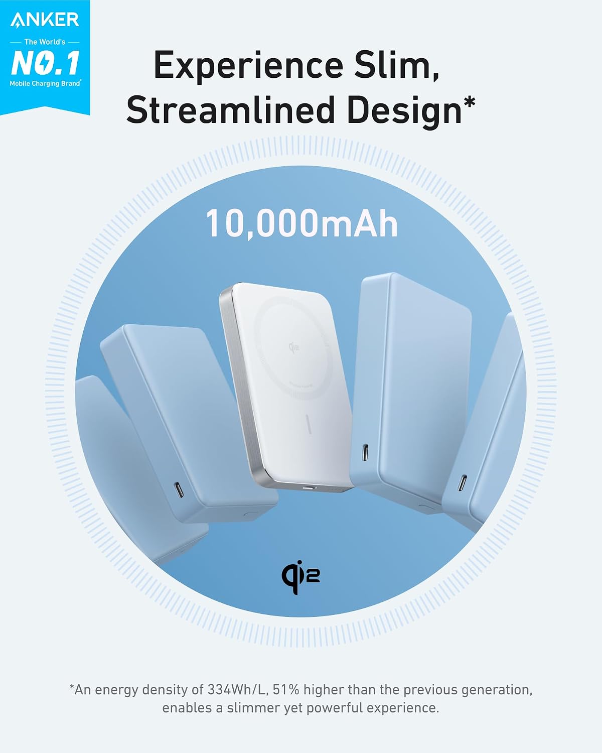 Anker MagGo Power Bank, 10,000mAh Qi2-Certified 15W Portable Charger | Portable, MagSafe compatible, ergonomic design, for iPhone 15/16/17 series, AirPods and more