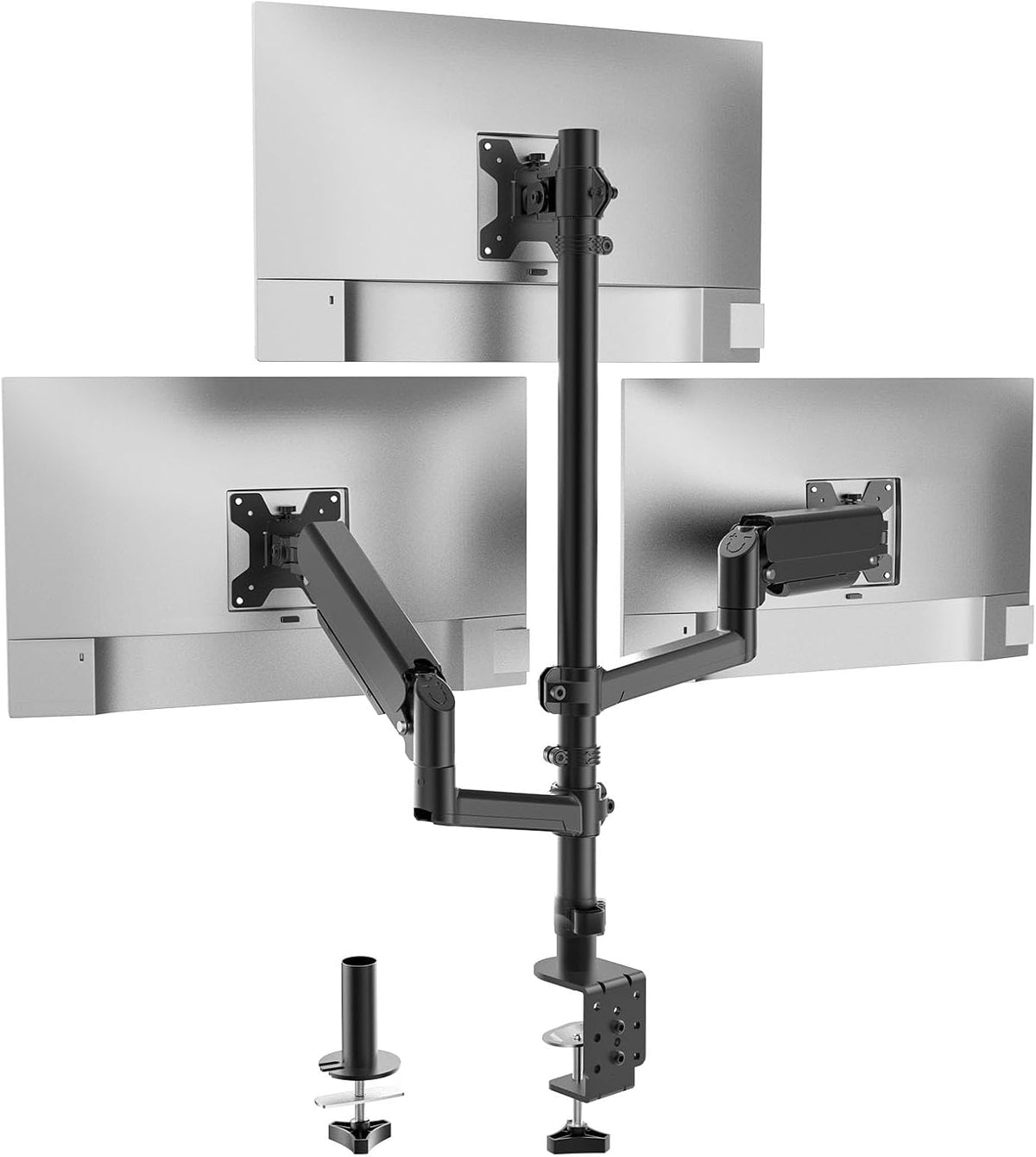 WALI Stacked Triple Monitor Mount for 13-27 inch Screens, 19.8 lbs per Arm