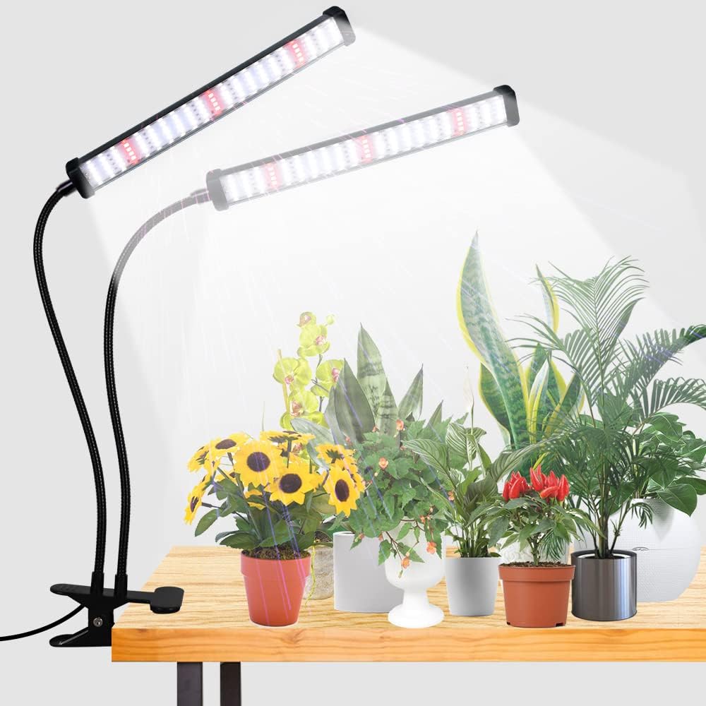 GooingTop Grow Light 100W 6000K, Super Bright White Desktop Clip Plant Lamp | Desk Lamp for Pot Seedlings Succulents Seeds Indoor Plants Growing,Bendable Gooseneck & Timer 4 8 12 H