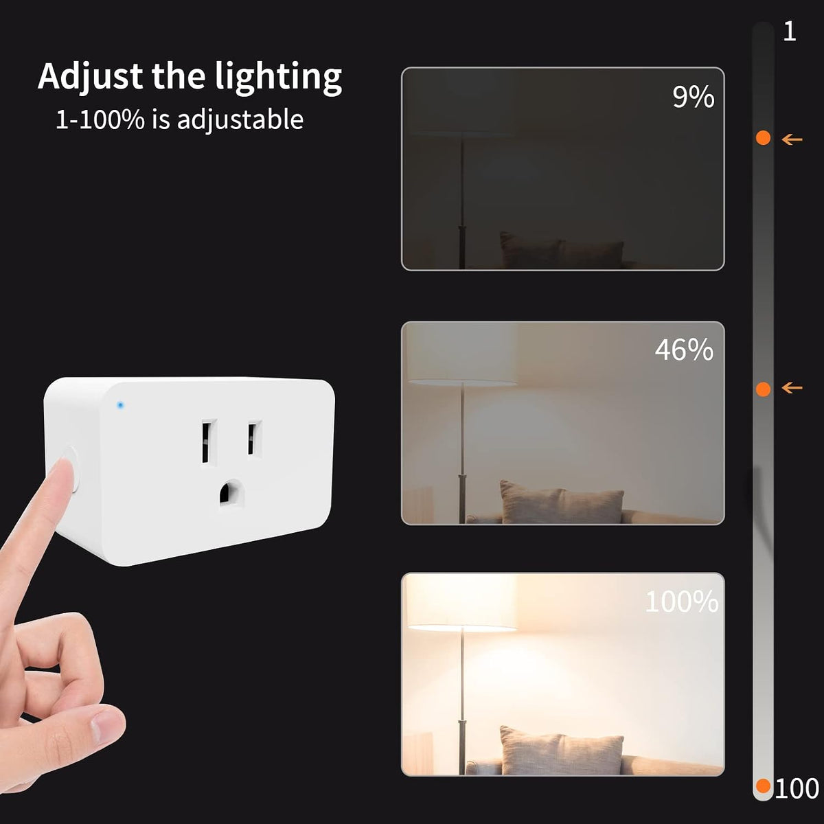 New One Smart Dimmer Plug, 2.4G Wi-Fi Dimmable Smart Plug, 2-Way Switch, Voice Control, White