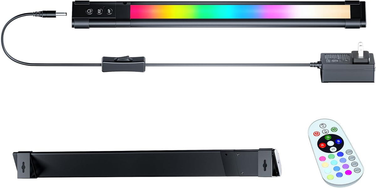 LAMPAOUS LED Light Bar, Dimmable RGB Lights, Light Bar with Alexa & Google Integration for Room, Desk, Monitor Backlight, Indoor Wall Washer - includes Remote Control (1-Bar 12 Inch Kit)