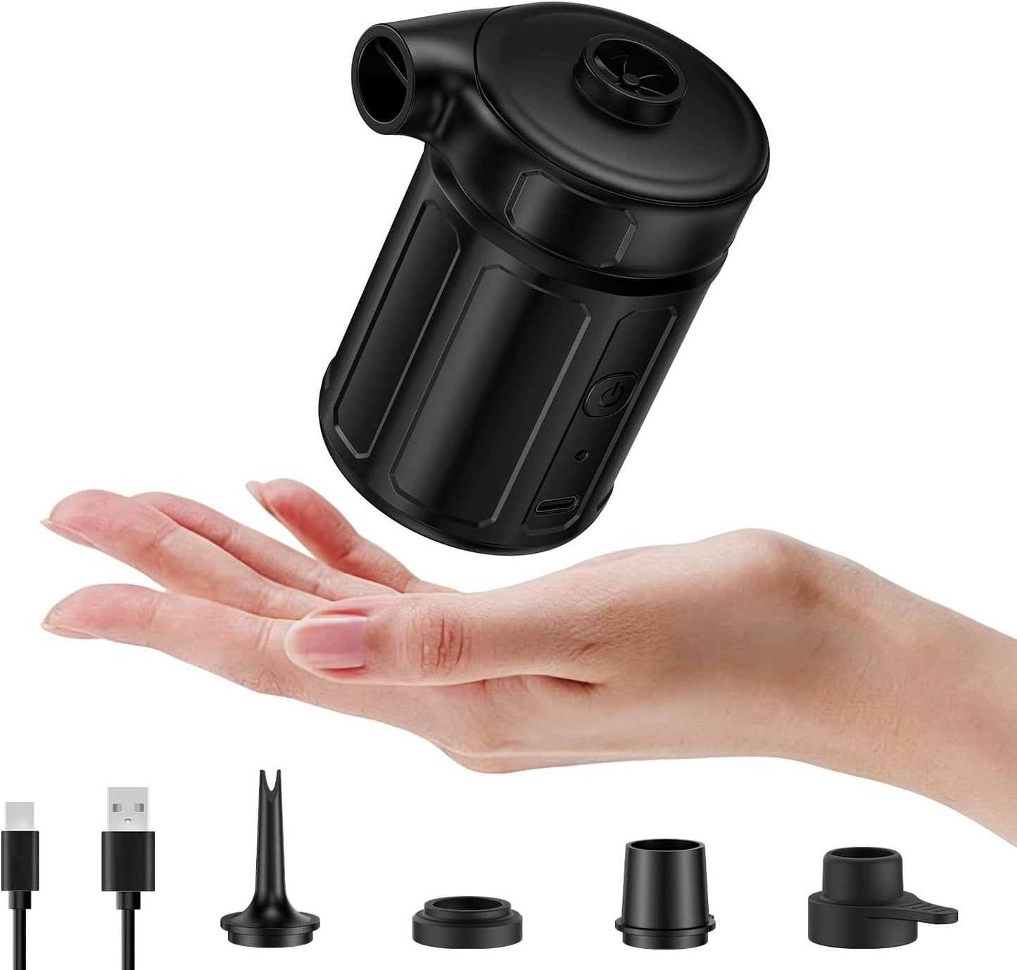 Portable Air Pump for Inflatables, Air Mattress Pump 6000mAh Rechargeable,2026 Upgraded Metal Blades,4 Air Nozzles,Inflate Deflate for Camping Gear Pool Floats Air Bed
