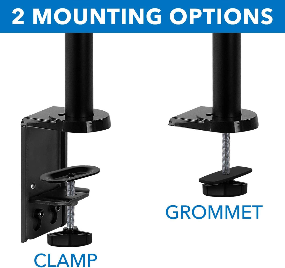 Mount-It! Dual Monitor Arm Desk Mount for 17–32" Screens, Gas Spring Adjustable Monitor Stand, Vertical Stack or Side-by-Side Setup, 17.6 lbs Each Arm, VESA 75x75 100x100, Clamp & Grommet Base MI-4762