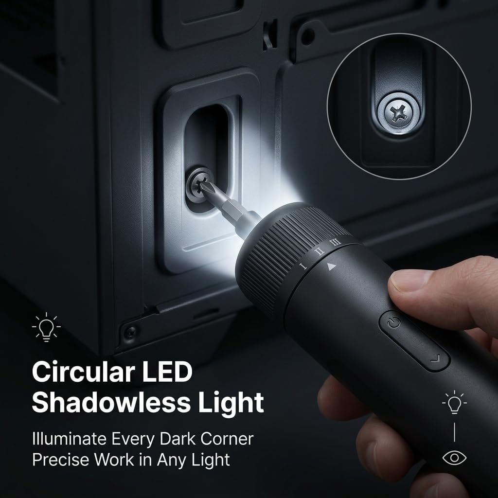 Kartop Electric Screwdriver Kit with 21 Magnetic Bits, Cordless Screwdriver 2000mAh Battery, Rechargeable Power Screwdriver with LED Light