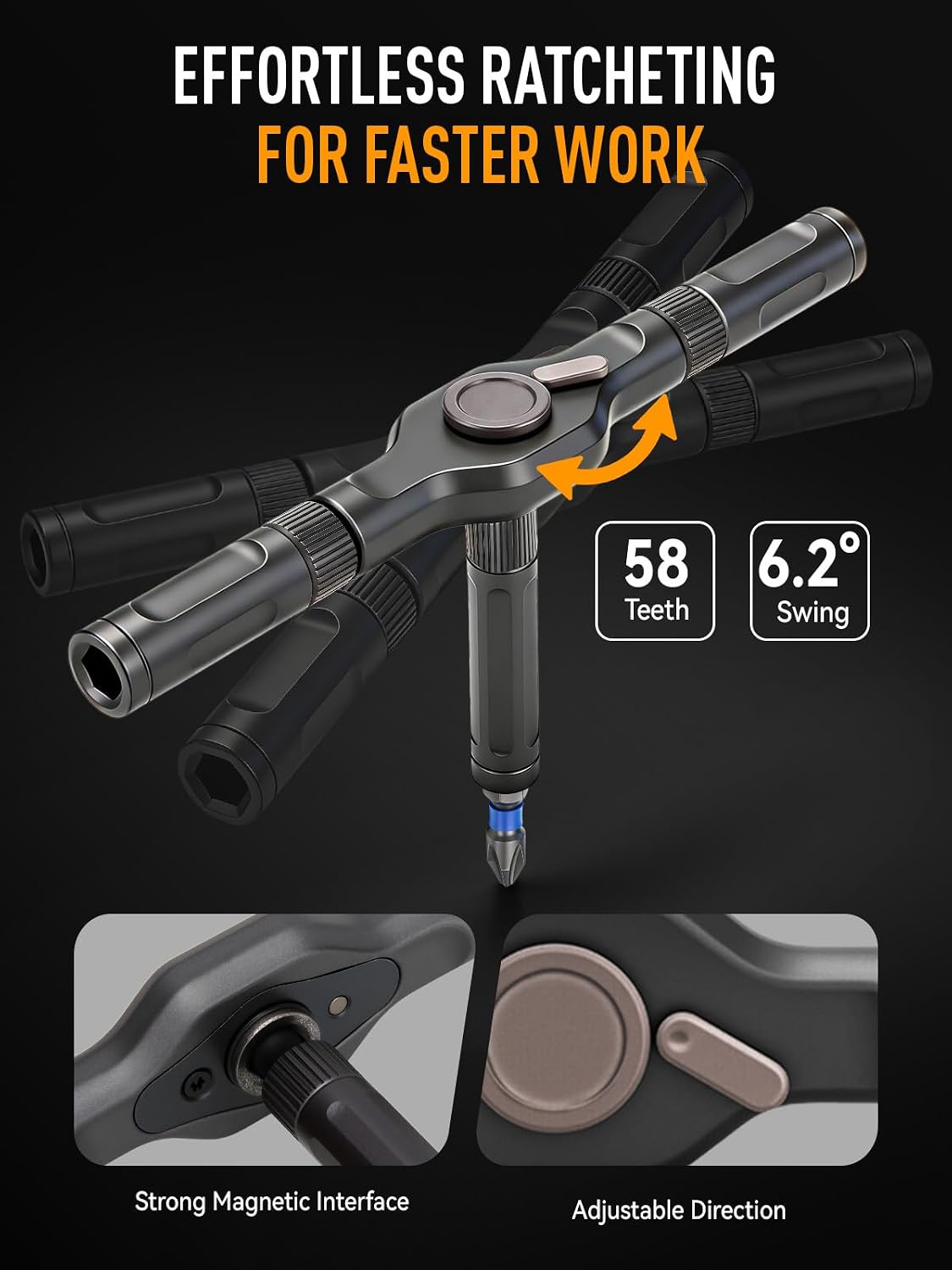 68 IN 1 Magnetic Ratchet Screwdriver Set, T Handle Ratchet Screwdriver Kits with S2 Steel Bits for Home Daily Repair, Precision Electrical Appliance Repair, for Men Husband
